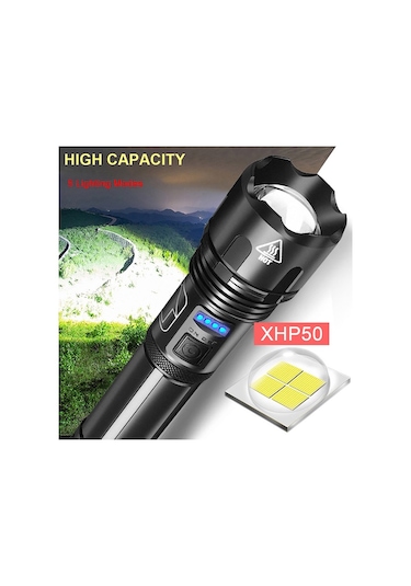 Novahub Güçlü Xhp50 Torch Led El Feneri, N11.758 Siyah Siyah