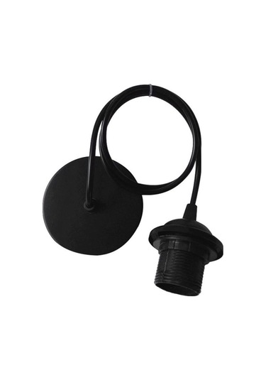 Siyah E27 Vidalı Tavan Asılı Sarkıt Ampul Edison Led Tutucu Soket Tabanı