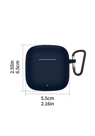 Huawei Freeclip 2 Kulaklık Uyumlu Mat Silikon Kılıf + Kanca Lacivert