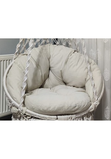 Woodshut Makrome Salıncak Yastığı Minder Seti Krem - 80x90 Krem