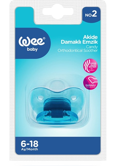 Wee Baby Akide Damaklı Emzik No:2 Mavi 6-18 Ay
