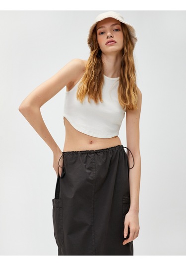 Koton Halter Yaka Crop Atlet Kırık Beyaz 2yal38009ok Ekru