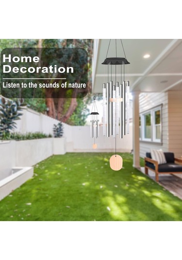 Ximistore9 Güneş Enerjili Bahçe Dekorasyonu İçin Rüzgar Çanı Ve Kabarcık Işık Beyaz