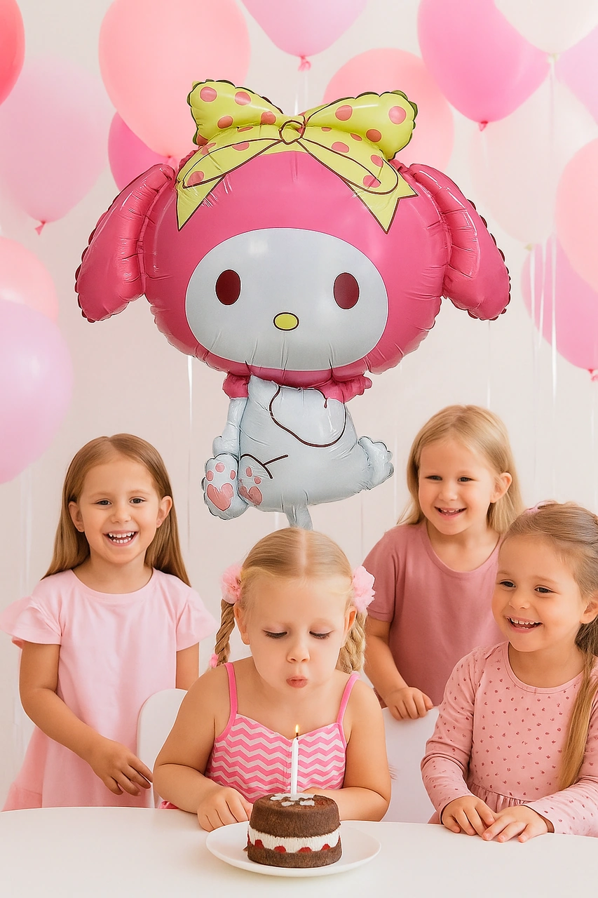 Folyo Balon My Melodi -kuromi Temalı 80x75 Pembe Büyük Doğum Günü Parti Balonu Çok Renkli