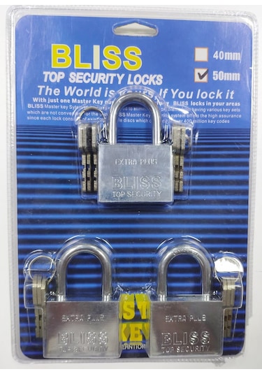 Kilit Blıss Asma Küpe Kilit 50 Mm Çelik Super Kalite Set Seçin 5-Li Set