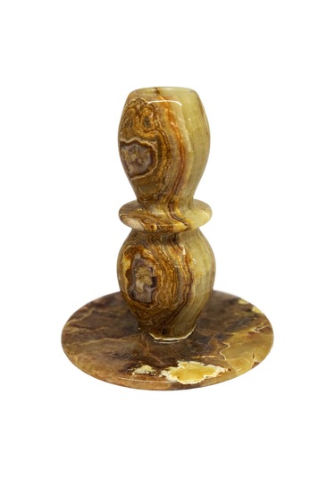 Oniks Doğal Oniks Taştan Tabaklı Mumluk - Dekoratif Doğal Taştan