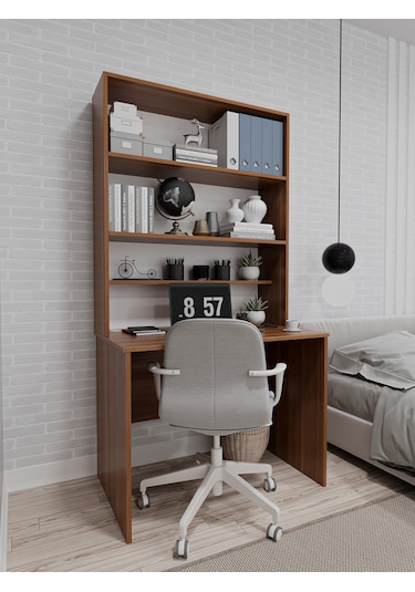 Asra Trend %100 Mdflam Raflı Çalışma Masası Bilgisayar Ofis Ders Masası Çm-03 Nevada