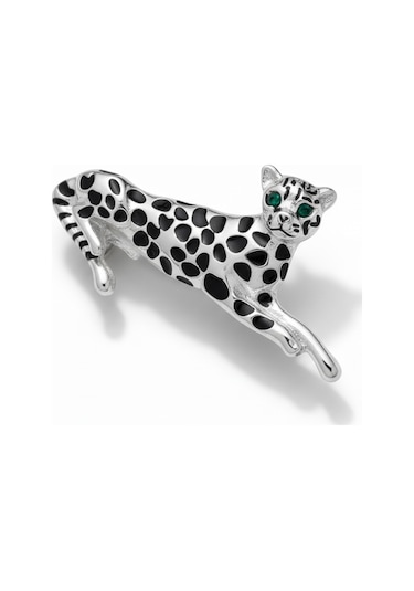 Panter Broş 6 Cm Gümüş Renk Renkli