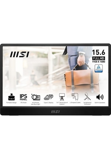 Msi 15.6" Pro MP161 E2 4 MS 60 Hz AdaptıveSync Full HD IPS Portatif Monitör