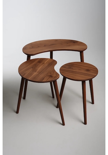 Berlin 3'lü Zigon Sehpa &100 Mdf Ceviz/urartu