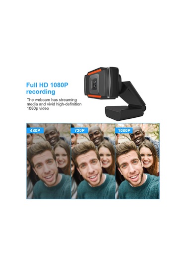 Gajeena 1080p Full Hd Usb 2.0 Webcam, Gürültü Azaltıcı Mikrofonlu, Sürücü Gerektirmeyen, 1.5m Kablolu, Video Konferans/canlı Yayın İçin