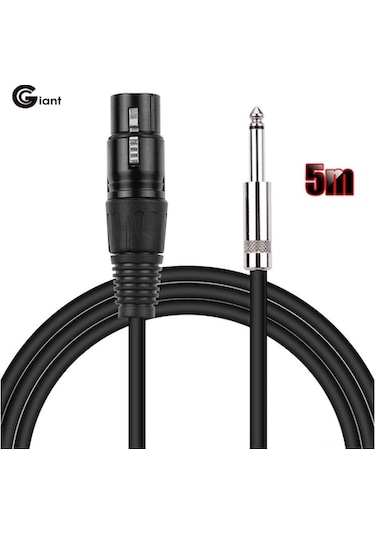 Profesyonel Ses Kablosu: Ggiant Xlr Dişi - 1/4 Ts Mono Gürültü Azaltmalı 5m Mikrofon Kablosu