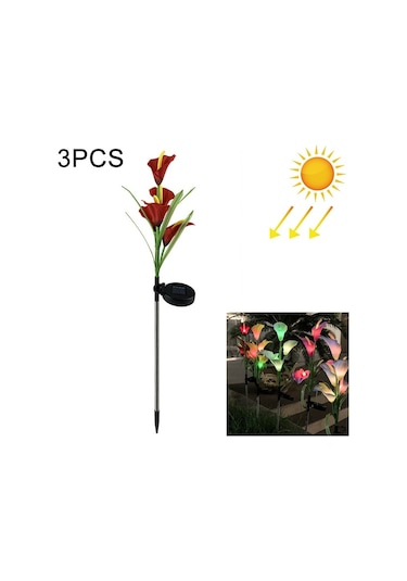 Cbtx Bahçe Aydınlatma 3pcs Simüle Calla Zambak Çiçeği 5 Kafa Güneş Enerjili Dış Mekan Ip65 Su Geçirmez Led Dekoratif Çim Lambası, Renkli Işık Kırmızı Cbtx Bahçe Aydınlatma 3pcs Simüle Calla Zambak Çiçeği 5 Kafa Güneş Enerjili Dış Mekan Ip65 Su Geçirmez Led Dekoratif Çim Lambası, Renkli Işık Kırmızı