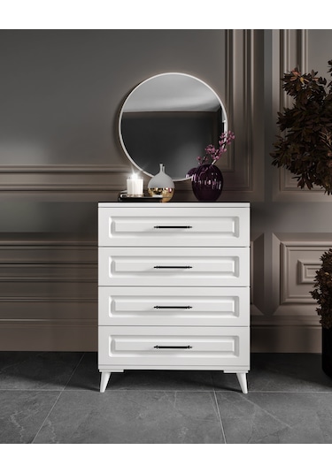 Sanat 6 Kapaklı Komple Mdf Beyaz Yatak Odası Takı