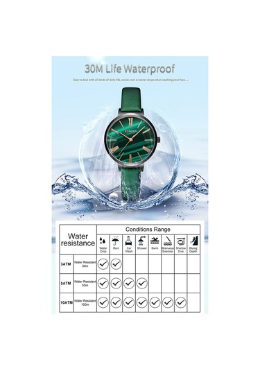 Padalink Curren Kadın Kuvars Saat, 3atm Su Geçirmez, Zümrüt Rengi Ağı Tel Bantlı, Altın Kasa, Klasik Tasarım, Kol Saati Gold