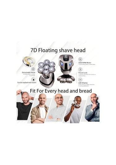 Xuweiwei Gri Chın 7d Usb Sarjli Erkek Tiras Makinesi Islak Kuru Kullanim 5li Bakim Seti Sakal Duzenleyici