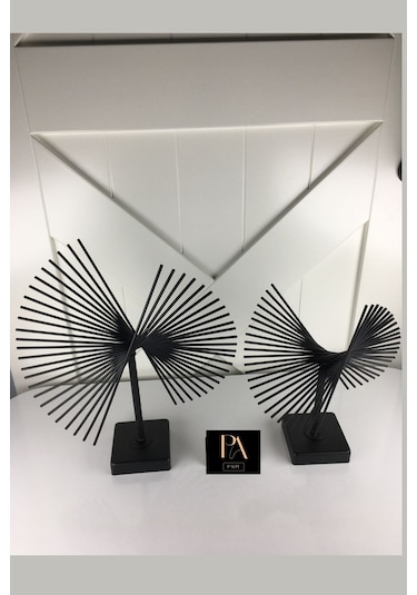 Siyah 2'li P Ofis Metal Aksesuar Biblo Ev Salon Dekorasyon Obje