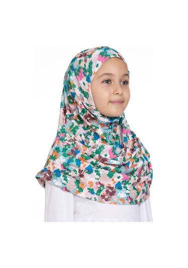 Zümrüt Pratik Hazır Geçmeli Genç Tesettür Bone Jakar Desenli Pileli Kendinden Boneli 2407 37 Zümrüt