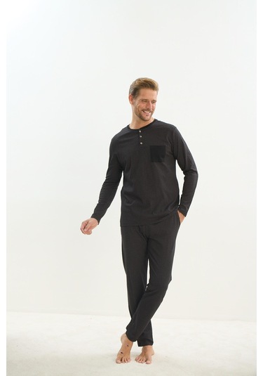 Erkek Uzun Kol Siyah Pijama Takım C2t5n4o9 001