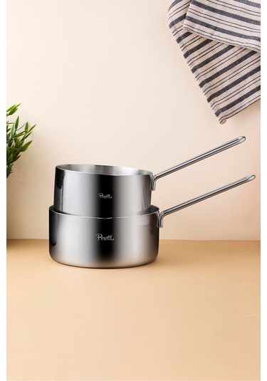 Cookpro Paslanmaz Çelik 2'li Sos Tencere Seti 14-16 Cm Silver Metalık Metalik