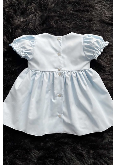 Anime Kız Şeker Baskılı Bebe Mavi Kız Çocuk Bebek Poplin Elbise 001