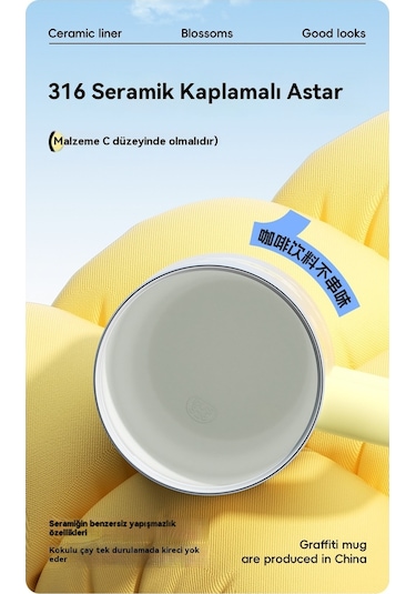 Kız Çocuk Büyük Kapasiteli Termos Bardak-mavi