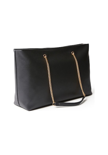 Minimal Monogram Chain Siyah Kadın Tote-8772 Siyah