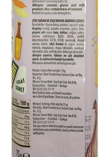 Long Chips Soğan Ve Ekşi Krema Aromalı Patates Cipsi 75 G