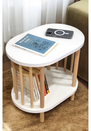 Yan Sehpa - Komodin - Salon - Oturma Odası Zigon Sehpa Beyaz