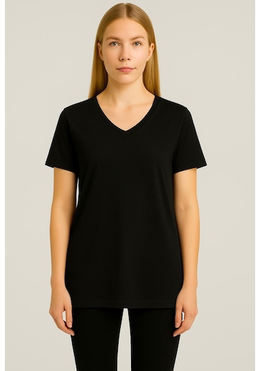 Axxel Kadın Siyah Kısa Kollu Oversize T-shirt-d804-k Siyah