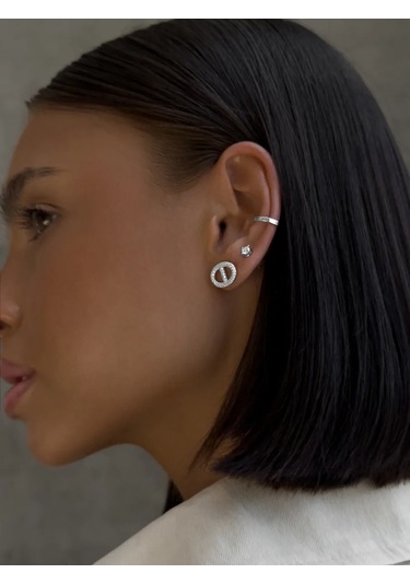 Sılverme Deliksiz Küpe 925 Ayna Gümüş Tek Monolitik Küpe 310082063 Gümüş