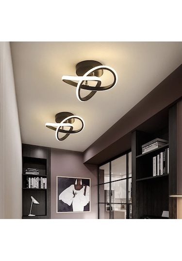 Burenze Modern Plafonyer Tavan Led Avize Siyah 2 Adet Set Ledli Avize - Burenze763 Koyu Kahverengi