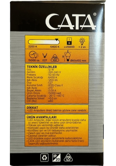 Cata Ct-4266 12w 6400k Beyaz Işık E27 Duylu Led Ampul 10 Adet