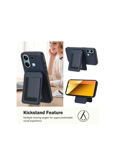 Redmi Note 13 4g Cx01 Çıkarılabilir Magsafe Manyetik Kart Çantası Telefon Kılıfı Koyu Mavi