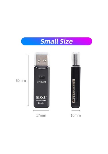 Siyah Fonken 2.0 Kart Okuyucu 2 In 1 Kart Okuyucu Pc İçin Mikro Sd Tf Kart Bellek Okuyucu Çoklu Kart Yazar Adaptörü Flash Sürücü