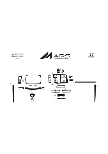 Mercedes Atego Axor Konsol-torpido Kaplama 2004 37 Parça-siyah Karbon Siyah Karbon