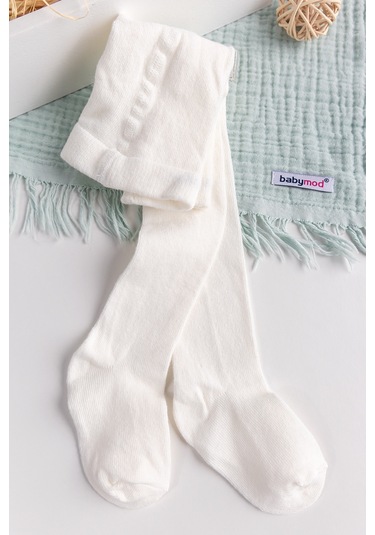 Pamuklu Yumuşak Dokulu Bebek Çocuk Ünisex Kilotlu Çorap Krem
