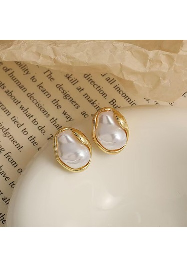 Geeksen Asimetrik Desenli Altın Kenarlı巴洛克 İmitasyon İçin Güzellik Ve Stili Artıran Küçük Kuyumculuk Kolye Gözlük Takı Seti Hediye Önerisi Gold