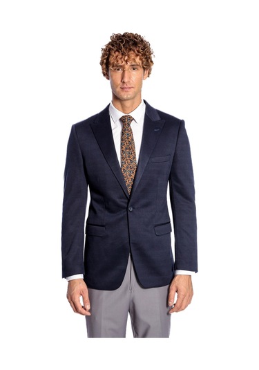 Wessi Lacivert Düz Slim Fit Erkek Ceket Lacivert