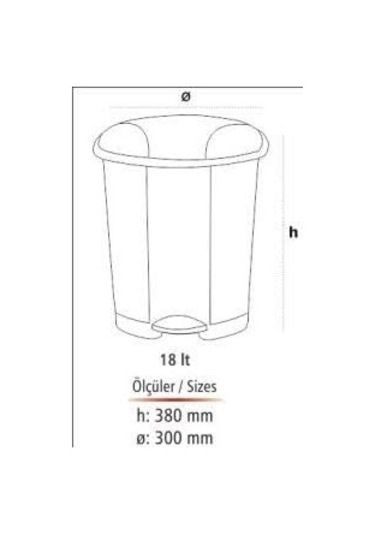 18 Lt Pedallı Çöp Kovası 10191 Beyaz Siyah
