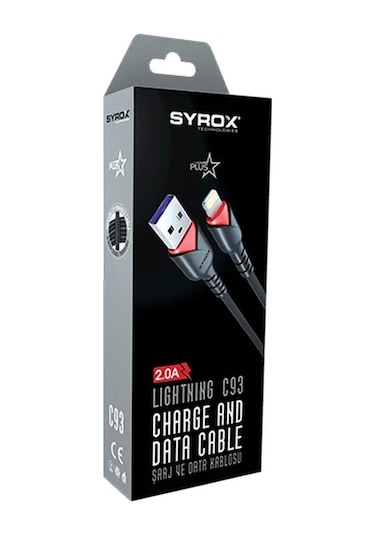Syrox C93 2.0A Lightning Şarj Data Kablosu
