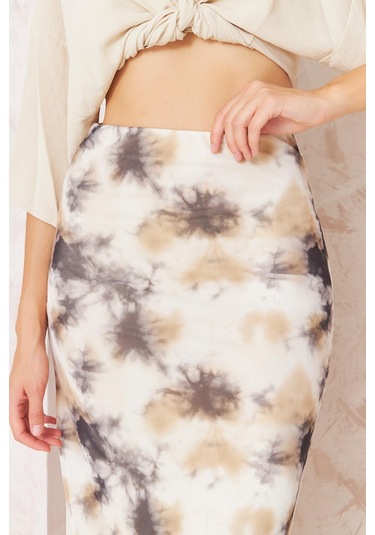 Kadın Bej Astarlı Tül Etek Dm2037 Bej