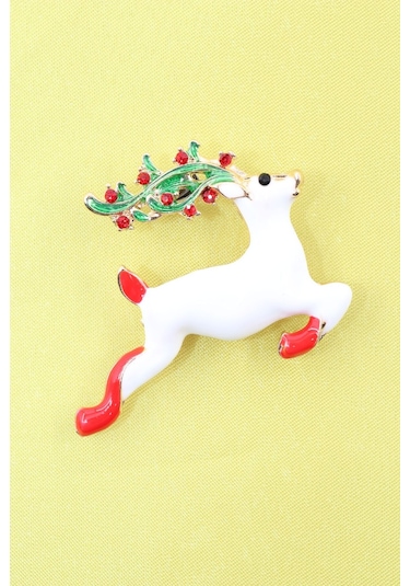 Noel Geyiği Broş. Taşlı Tasarım Ren Geyiği Broş. Yaka İğnesi Broş. Geyik Broş. Kadın Broş. Broş. Çok Renkli