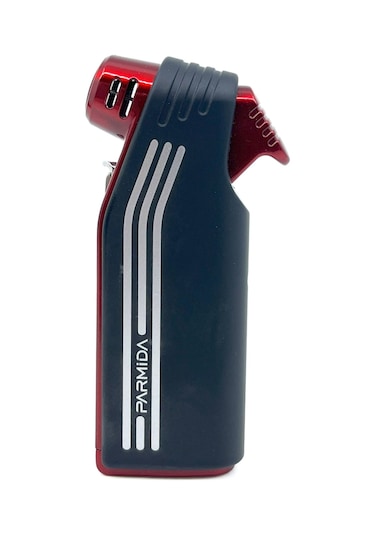 Parmida Tek Torch Jet Alev Pipo Çakmağı Dahili Pipo Kaşığı - Kırmızı/siyah