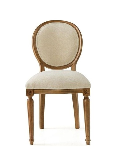 Madalyon Ahşap Klasik Sandalye Natural - Krem