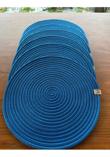 6 Lı Yuvarlak Supla Takımı Kolay Temizlenebilir, Modern Sofralar İçin Petrol Mavisi