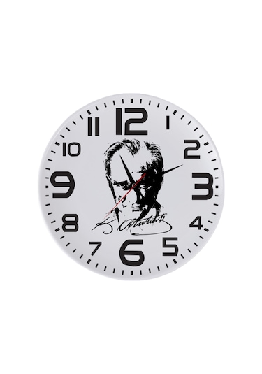 Mustafa Kemal Atatürk İmzalı Ve Fotoğraflı Cam Duvar Saati Cam