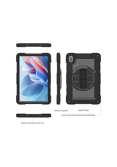 Huawei Matepad Se 11 2024 İçin Tablet Kılıfı Silikon + Pc Kickstand Omuz Askısı İle Darbeye Dayanıklı Kapak