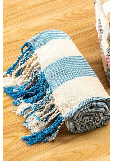 Mulberry Striped Peştemal Banyo Havlusu Plaj Havlusu Mavi