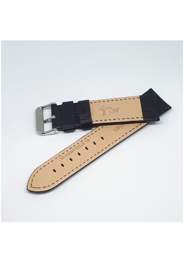 20Mm Golf Marka Siyah Croco Hakiki Deri Saat Kordonu